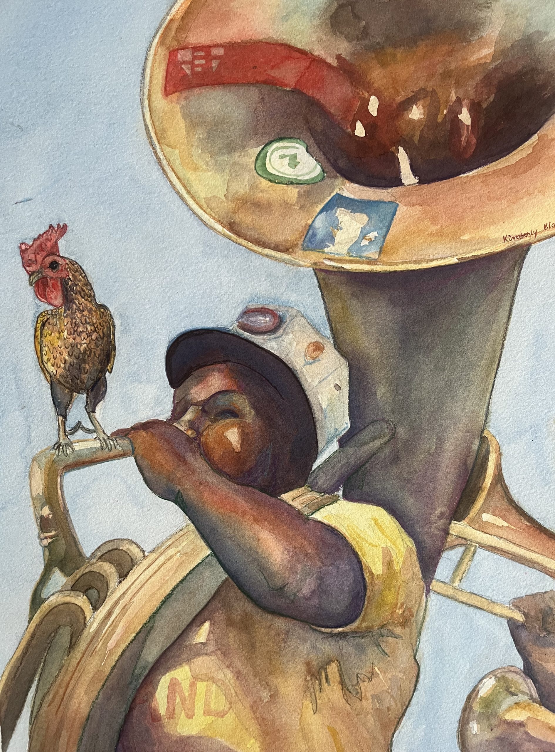 Two Blow Hards, 14x20, watercolor on paper