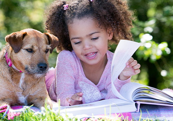 Click to read along with therapy dogs!